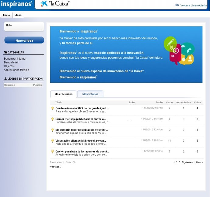 Comunidad 'on line' 'Inspíranos' de La Caixa