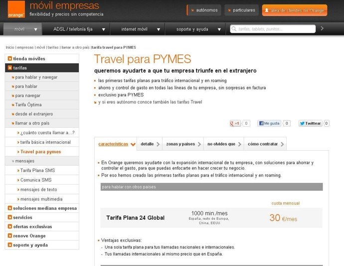 Página web de Orange