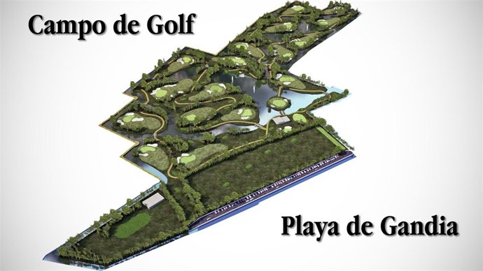Infografía del campo de golf en la marjal de Gandia