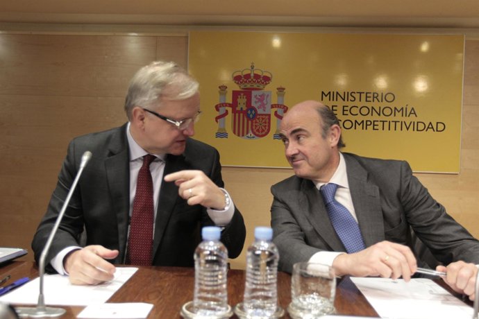 Luis de Guindos y Olli Rehn en Madrid
