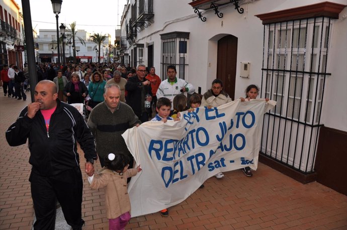 Manifestación del SAT en El Coronil.