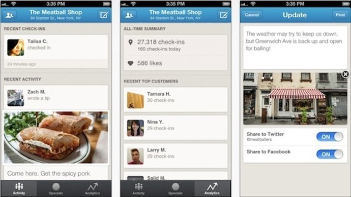 Pantallazo Foursquare for Bussiness