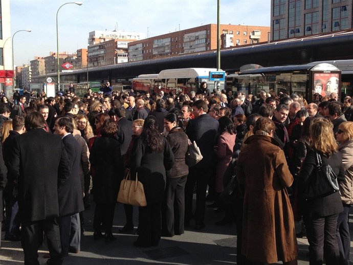 Concentración de trabajadores de Bankia en Plaza de Castilla
