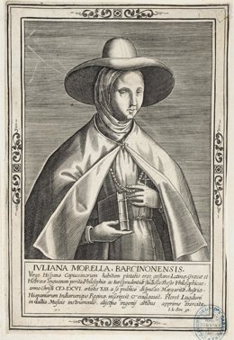 Uno de los retratos de Juliana Morell, poetisa del s.XVI, que se exponen