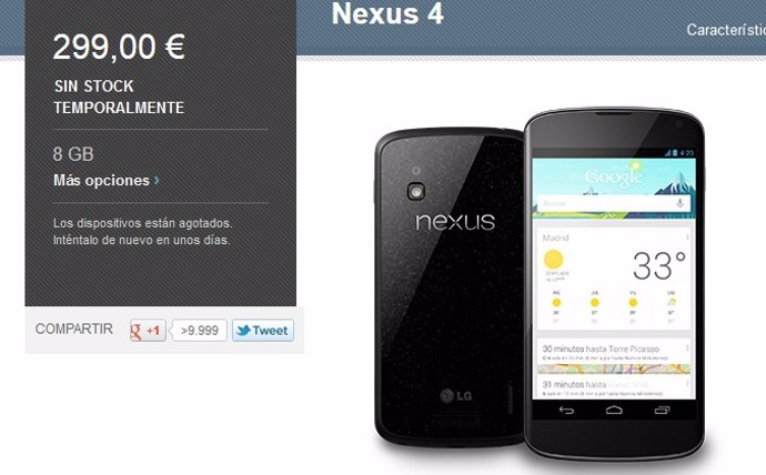 El smartphone de Google y LG Nexus 4