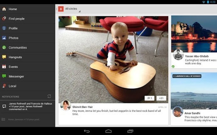 Recurso Google+ para Android