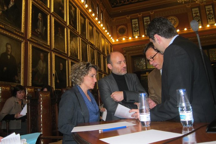 Portavoces municipales junto al alcalde de Palma, Mateo Isern