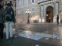Acampada contra la corrupción en la plaza Catalunya de Barcelona