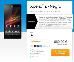 Recurso Sony Xperia Z precio