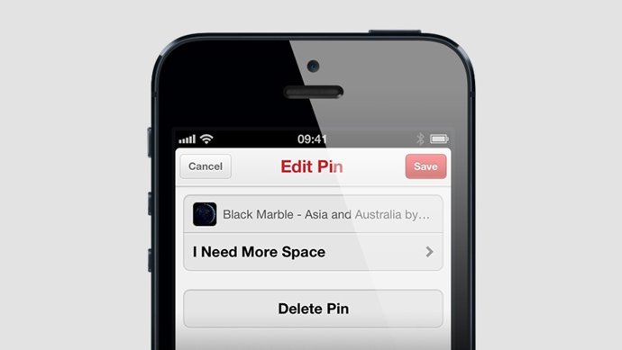 Aplicación de Pinterest en iPhone