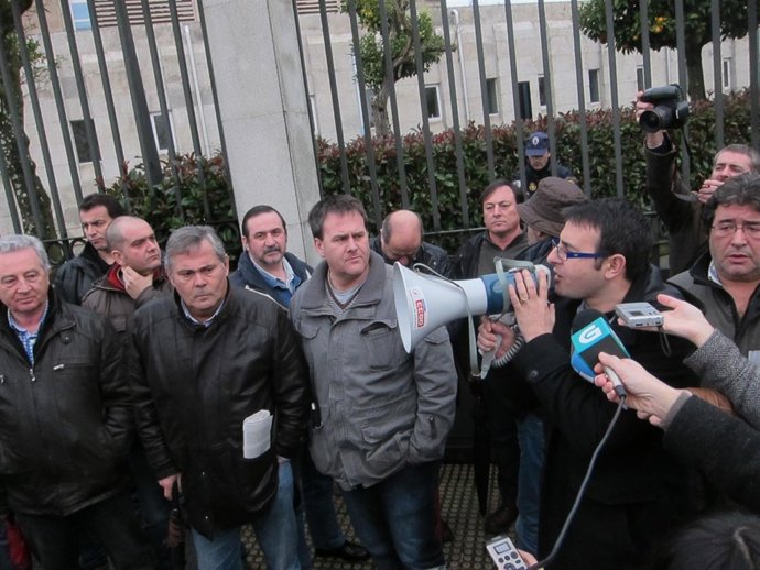 El presidente del comité de empresa de Navantia, durante la concentración