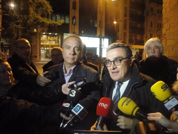 El líder del PSC P.Navarro y el alcalde de Lleida À.Ros