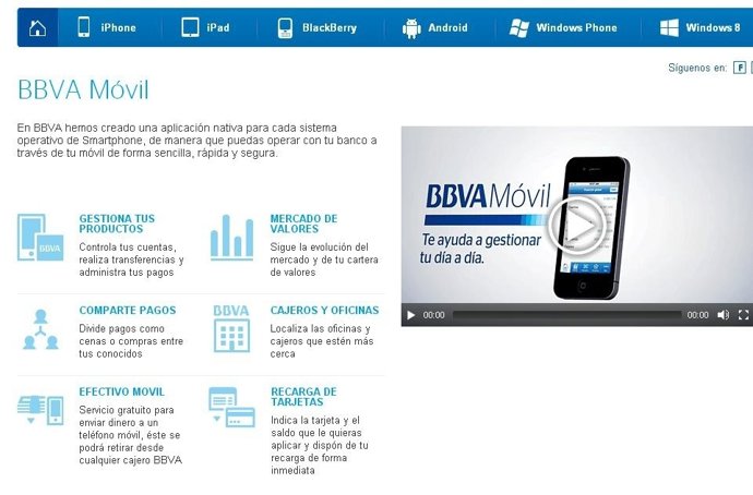 Aplicación móvil del BBVA