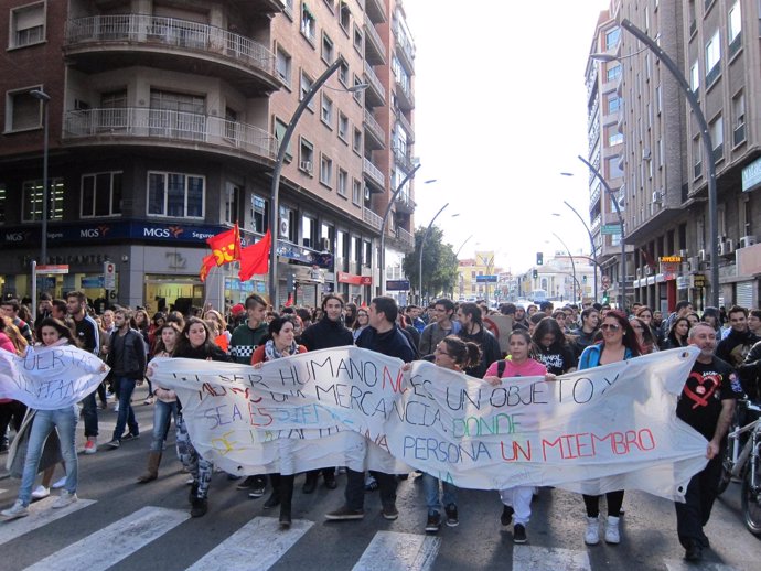 Imagen de la manifestación en la Gran Vía