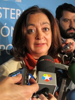 Mar Moreno atiende a los medios en Madrid