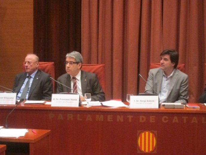 J.Vilajoana (secr.Presidencia Govern), conseller F.Homs, S.Sabrià (ERC)