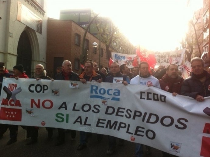 Manifestación a favor de los trabajadores de Roca