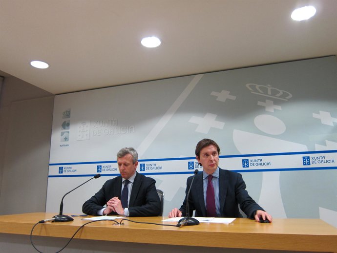 Alfonso Rueda y Jesús Gamallo en una rueda de prensa sobre fondos europeos