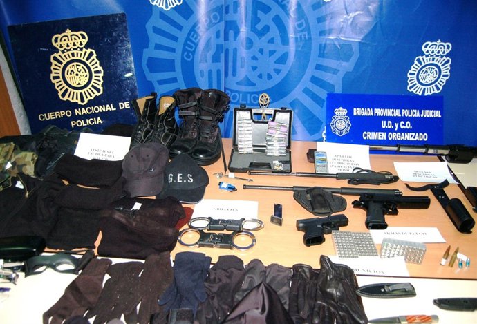 Efectos intervenidos a un un grupo criminal dedicado a la extorsión y robo.