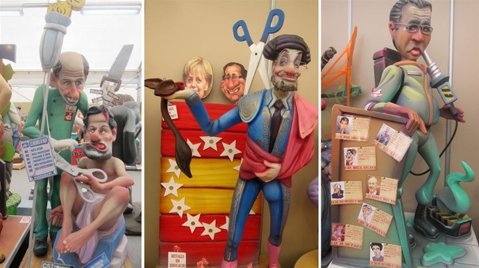 Algunos de los ninots expuestos en la muestra