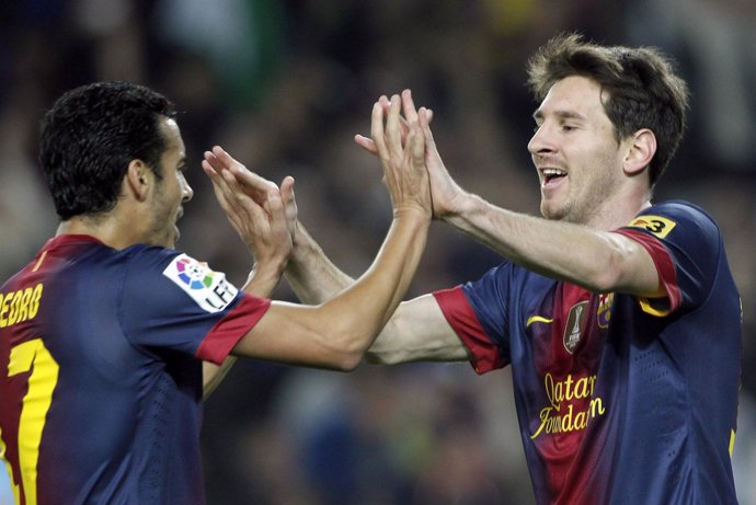 Pedro Rodríguez y Leo Messi (FC Barcelona)