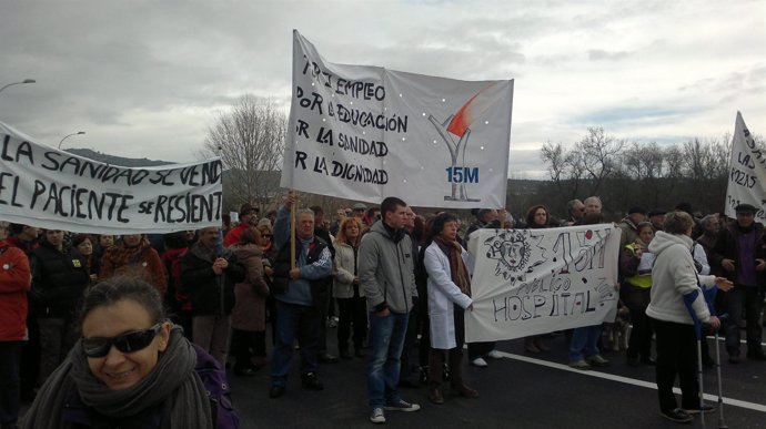 Manifetsación contra el retraso de apertura del hospital de Collado Villalba