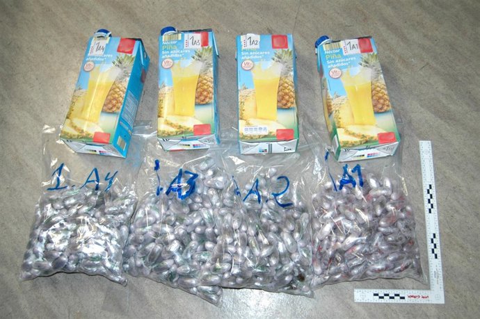 Cartones de zumo en los que se ocultaba la droga
