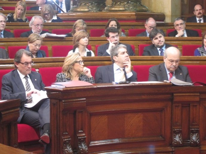 A.Mas, J.Ortega, F.Homs y B.Ruiz, en el Parlament