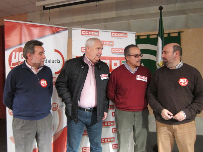 Carbonero junto a Valverde y los secretarios generales de CCOO-Jaén y UGT-Jaén