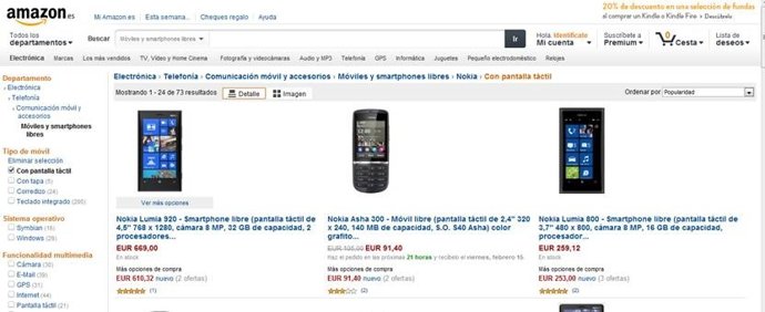 Imagen de Nokia en Amazon 
