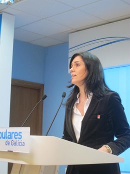 La portavoz del PPdeG, Paula Prado, en una rueda de prensa en la sede