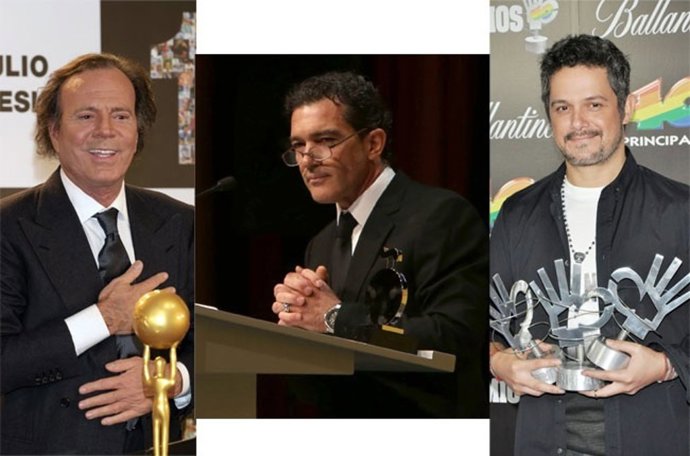 Julio Iglesias, Antonio Banderas y Alejandro Sanz
