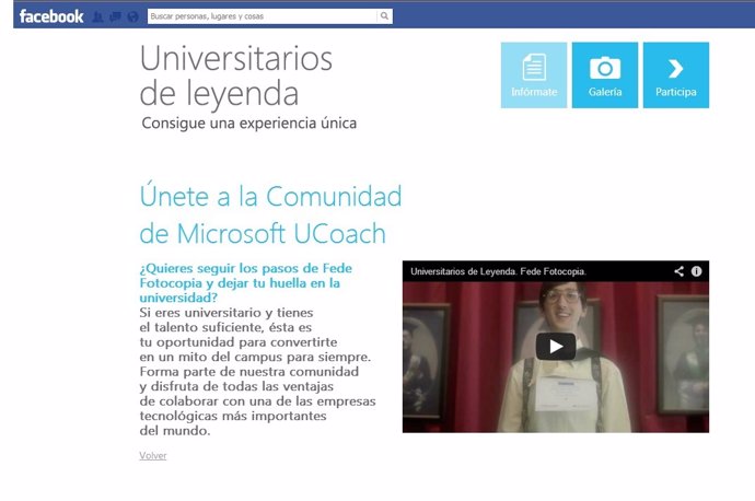 Página Universitarios de Leyenda de Microsoft en Facebook