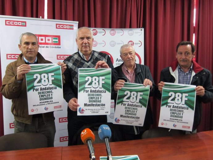 Carbonero y Valverde entre los secretarios de CCOO y UGT en Córdoba