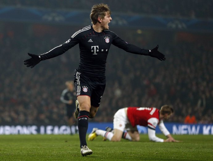 Kroos celebra el primer gol ante el Arsenal