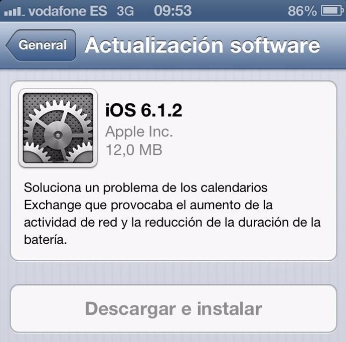 Actualización iOS 6.1.2