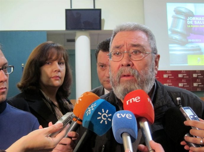 El secretario general de UGT, Cándido Méndez, hoy en Sevilla.