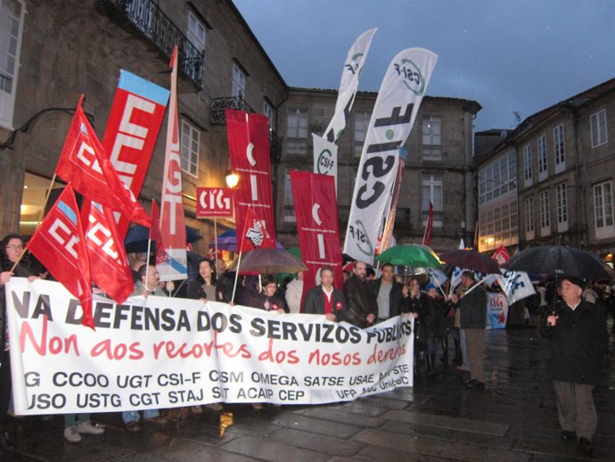 Concentración en defens de los servicios públicos en Santiago