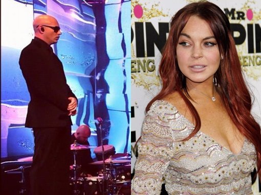 El cantante Pitbull y la actriz Lindsay Lohan