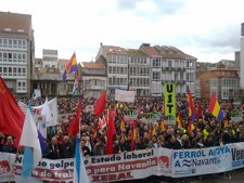 Protesta en defensa del sector naval en Ferrol