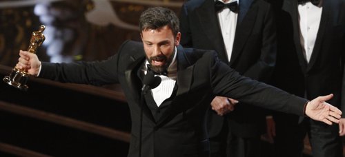Ben Affleck accepts the award for best motion picture for Argo at the 85th Acade