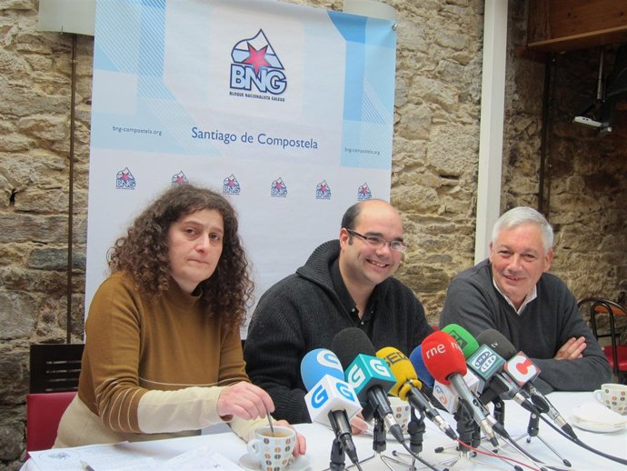 Goretti Sanmartín, Rubén Cela y Guillerme Vázquez, BNG de Santiago