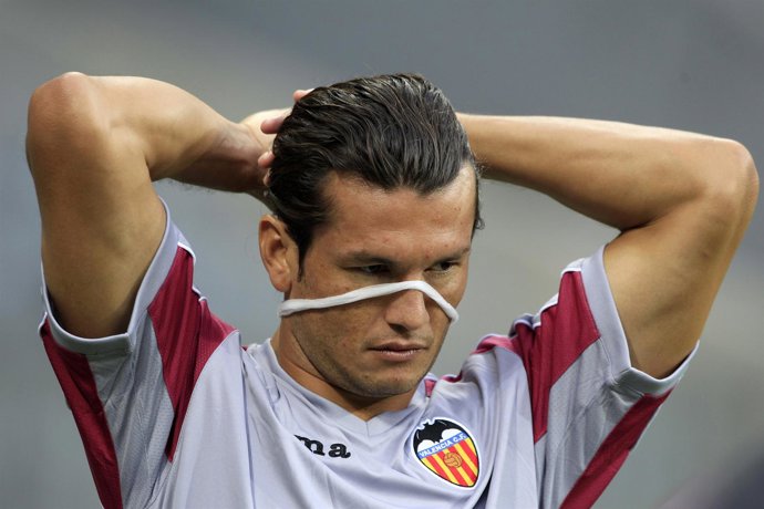 Valdez, jugador del Valencia, durante un entrenamiento