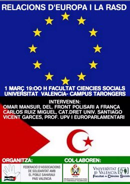 Cartel de la jornada sobre las relaciones entre el conflicto saharaui y la UE