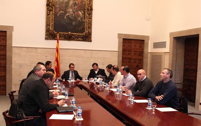 Reunión de Unió de Pagesos con Artur Mas y Josep Maria Pelegrí