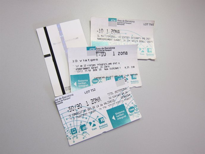 Billetes De TMB De Metro Y Bus De Barcelona (T-10, T-50/30)