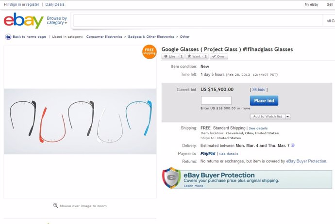 Google Glass en eBay