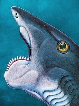 Representación artística de un tiburón de mandíbula espiral