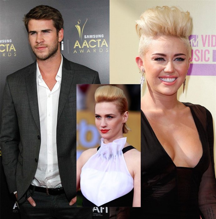 Liam Hemsworth, January Jones y Miley 