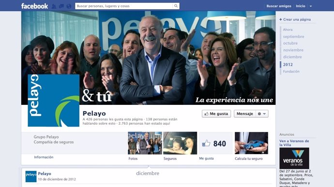 Página de Facebook en Pelayo